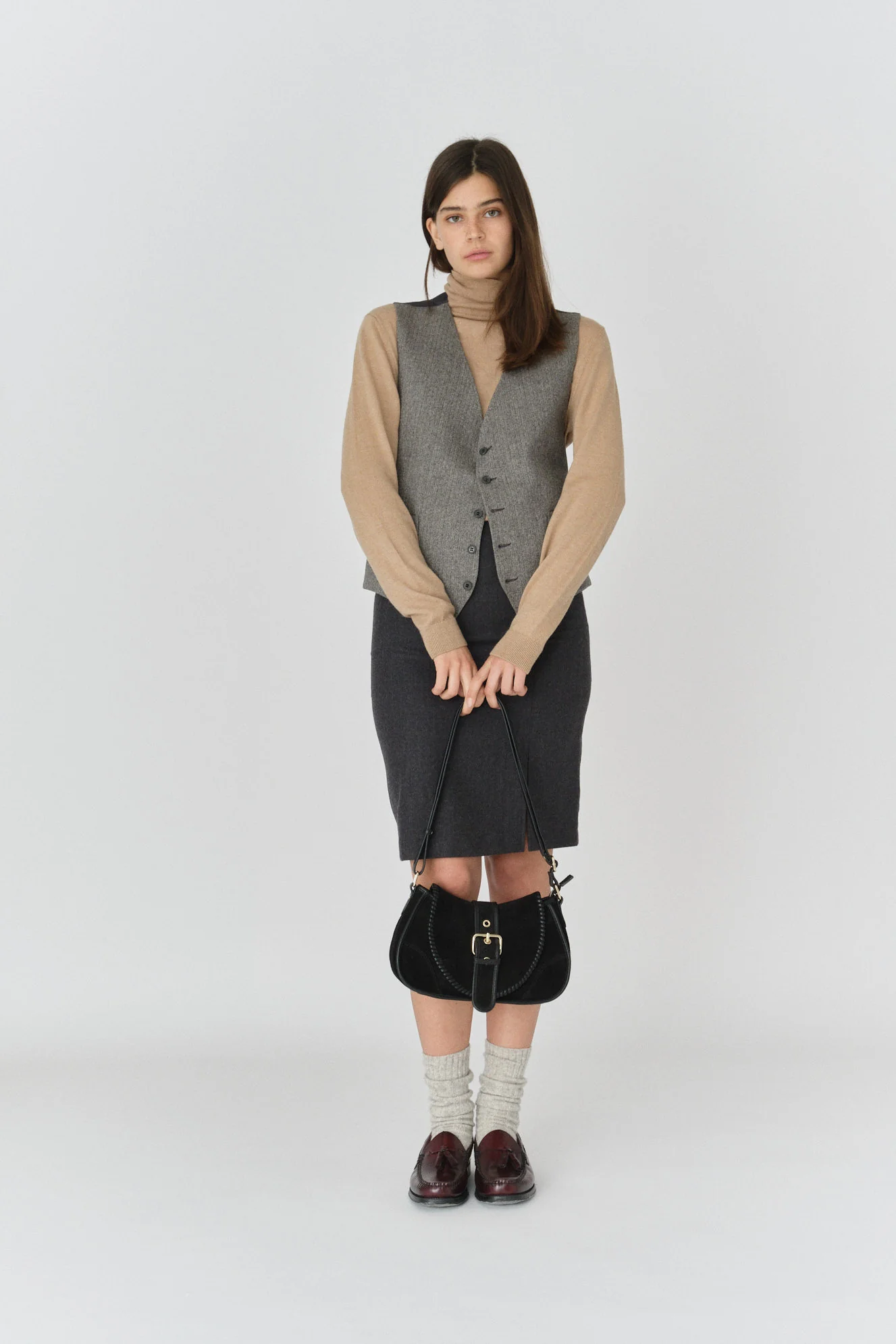 Maria Stitch Suede Black w. Gold - Image 2