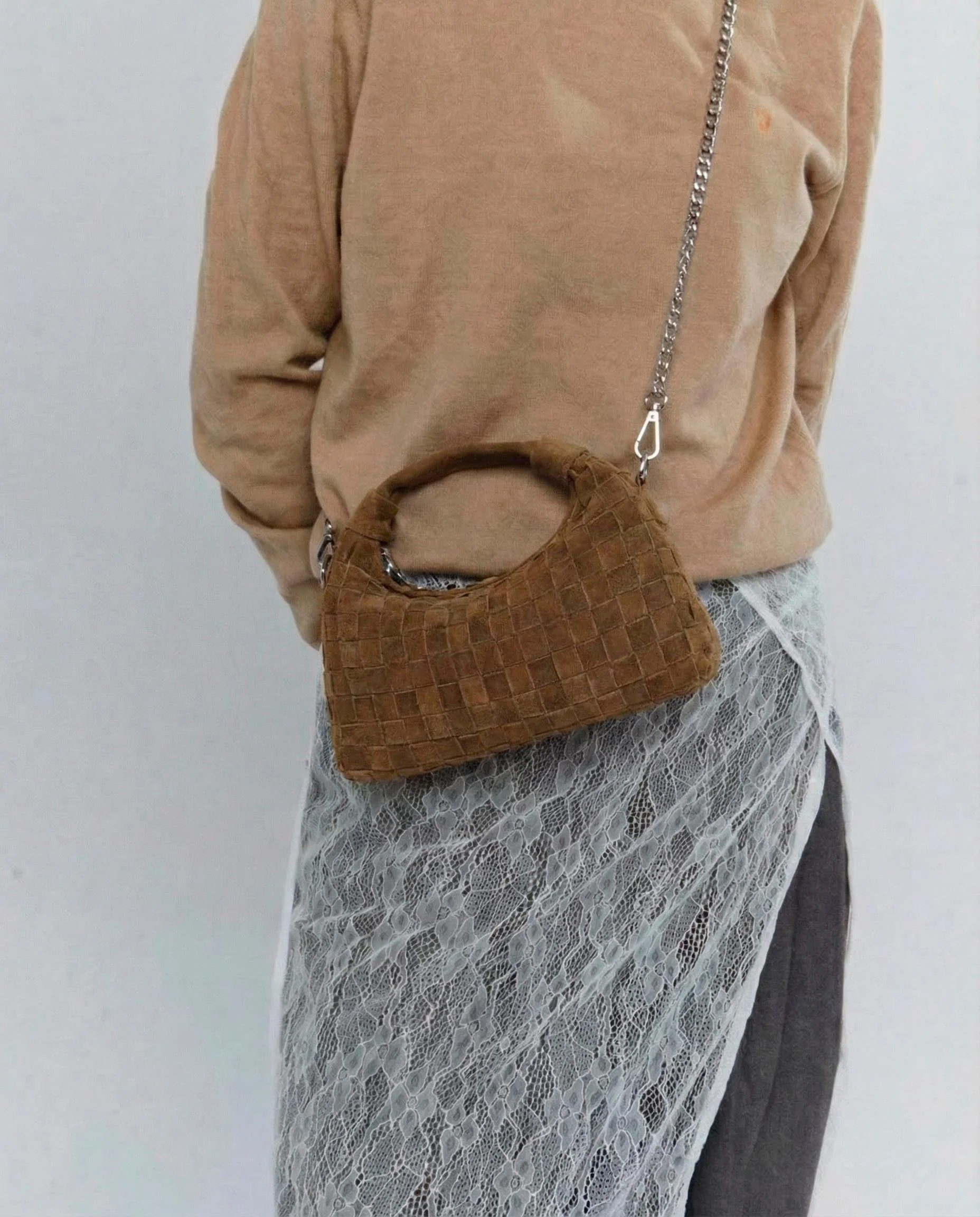 Mini Dandy Braided Suede Dusty Olive - Image 5
