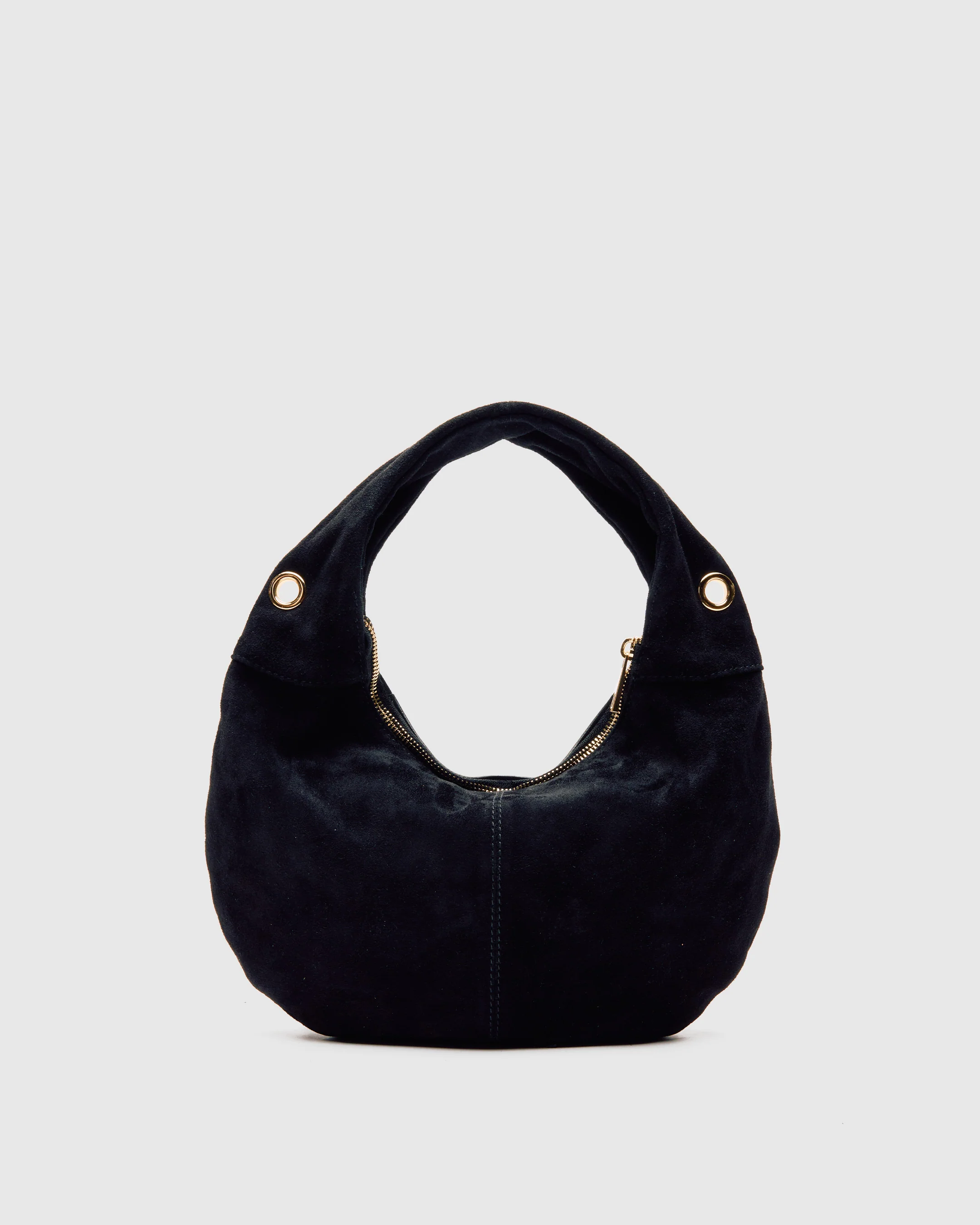 Mini Gabi Suede Fringe Black w. Gold - Image 4