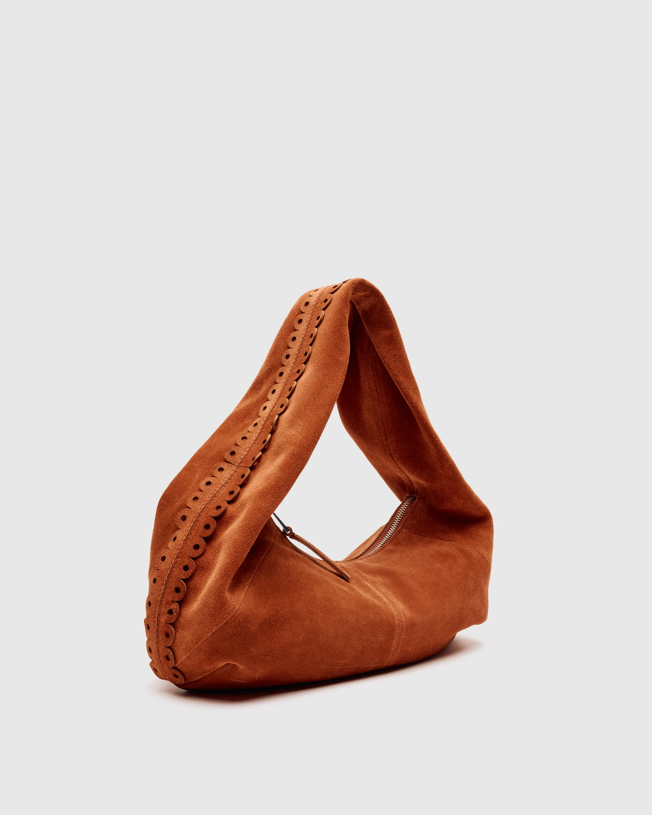 Small Alma Scallop Suede Redwood - Image 3
